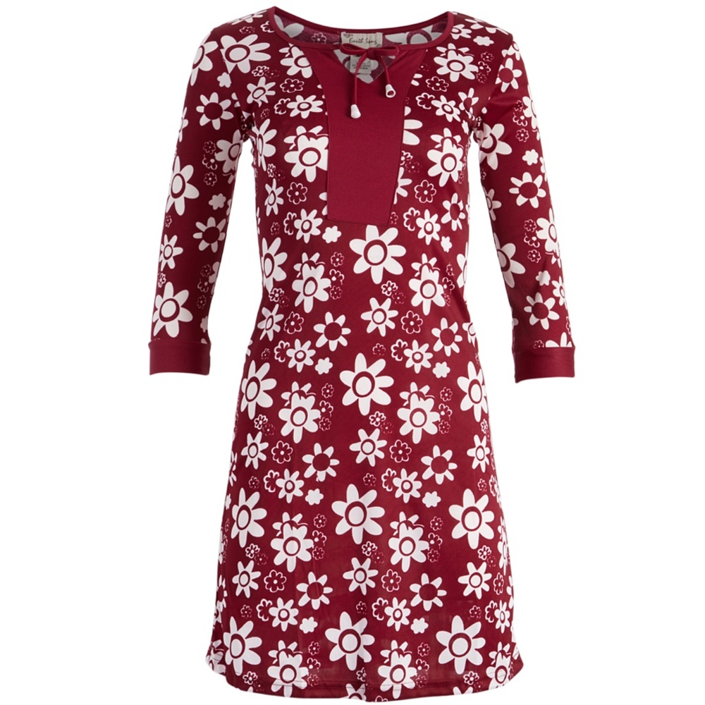 Earth Song Maroon & White Floral Dress
